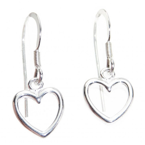 Heart small sterling silver earrings 925 x 1 pair hearts drops