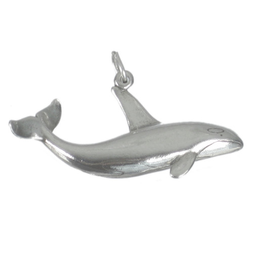 Killer Whale 2D sterling silver charm pendant .925 x 1 Whales pendants