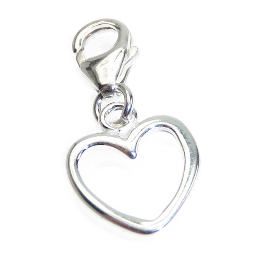 Heart on clip small sterling silver charm .925 x 1 Hearts charms