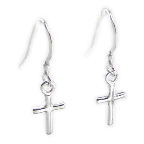 Crosses sterling silver hook earrings 925 x 1 pair cross drops