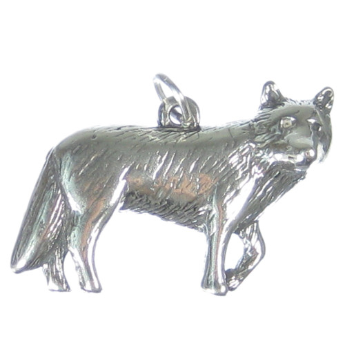 Wolf sterling silver pendant charm .925 x 1 Wolves Pendants