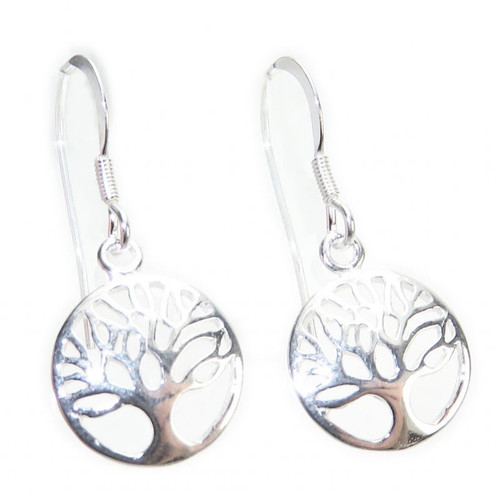 Tree of Life sterling silver earrings .925 x 1 pair sacred drops