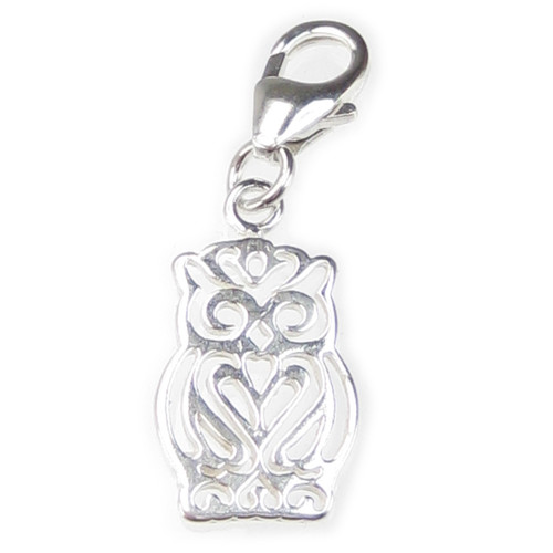 Owl on 9mm clip small sterling silver charm .925 x 1 Owl charms