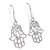 Hamsa Hand sterling silver earrings .925 x 1 pair protect drops