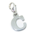 Letter C Initial sterling silver charm on lobster clip .925 Letters charms