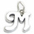 Script Letter M Initial sterling silver charm .925 x 1 Letters charms