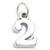 Number 2 Two sterling silver charm .925 x 1 Numbers charms pendants A1
