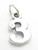 Number 3 Three sterling silver charm .925 x 1 Numbers charms pendants A1 additional view