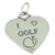 I Love Golf heart sterling silver charm pendant .925 Golfer Golfing