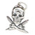 Skull and Crossbones 2D sterling silver charm pendant .925 x1 Pirates