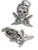 Skull and Crossbones 2D sterling silver charm pendant .925 x1 Pirates additional view