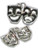 Theatre Masks sterling silver charm .925 Theater Drama Masks charms additional view