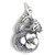 Dragon with Flower sterling silver charm .925 x 1 Dragons with Flowers