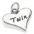 Twin Heart sterling silver charm .925 x 1 Hearts and Twins charms
