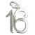16 sterling silver charm .925 x 1 Birthday Age Number Sixteen charms
