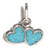 Double heart Tiny sterling silver charm .925 Hearts Love charms