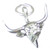 Longhorn Steer Head sterling silver charm .925 x 1 Long Horn Steers