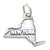 New York map sterling silver charm .925 x1 USA States of America charms