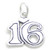 16th Birthday sterling silver charm pendant .925 Age 16 birthdays