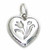 Tulip on Heart sterling silver charm .925 Tulips Hearts charms