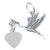 Stork with engravable heart sterling silver charm .925 Storks Babies