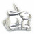 Rabbit large 2D sterling silver charm .925 Rabbits charms