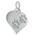 Pawprint heart sterling silver charm .925 x1 Paw Prints Pets Heart charm