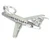 Jumbo Jet 727 aeroplane sterling silver charm .925 Aircraft charms side view