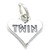 Twin Heart sterling silver charm .925 x 1 Twins Family charms