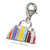 Rainbow Striped Handbag with lobster clip sterling silver charm .925 x 1