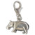 Hippopotamus sterling silver clip charm .925 Clip on hippos charms