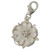 York Rose sterling silver charm on lobster clip .925 The White Rose of York