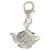Teapot 2D sterling silver clip charm .925 Tea Pot clip on charms