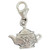 Teapot 2D sterling silver clip charm .925 Tea Pot clip on charms