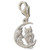 Night Owl sitting in the Moon sterling silver clip charm .925 Owls charms further view