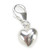 Tiny puffed hollow heart on clip sterling silver charm .925 Love