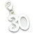 30th Birthday sterling silver charm on clip .925 x 1 charms
