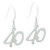 40th Birthday sterling silver drop earrings .925 x 1 pair drops