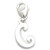 Letter C Initial sterling silver charm on 9mm clip .925 x1