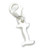 Letter I Initial sterling silver charm on 9mm clip .925 x1