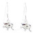 Elephants small sterling silver hook earrings 925 x1 pair drops