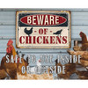 Ten Thousand Villages Beware of Chickens Metal Sign