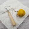 Treasure Wholesale Wood and Leather Baseball Earring