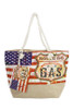  Route 66 American Flag Zippered Canvas Tote with Pouch
