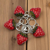 Leather Strawberry Key Chain Purse Charm