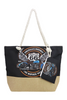 Route 66 Motorcycle Zippered Canvas Tote with Pouch