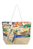 Route 66 Blue Car Zippered Canvas Tote with Pouch