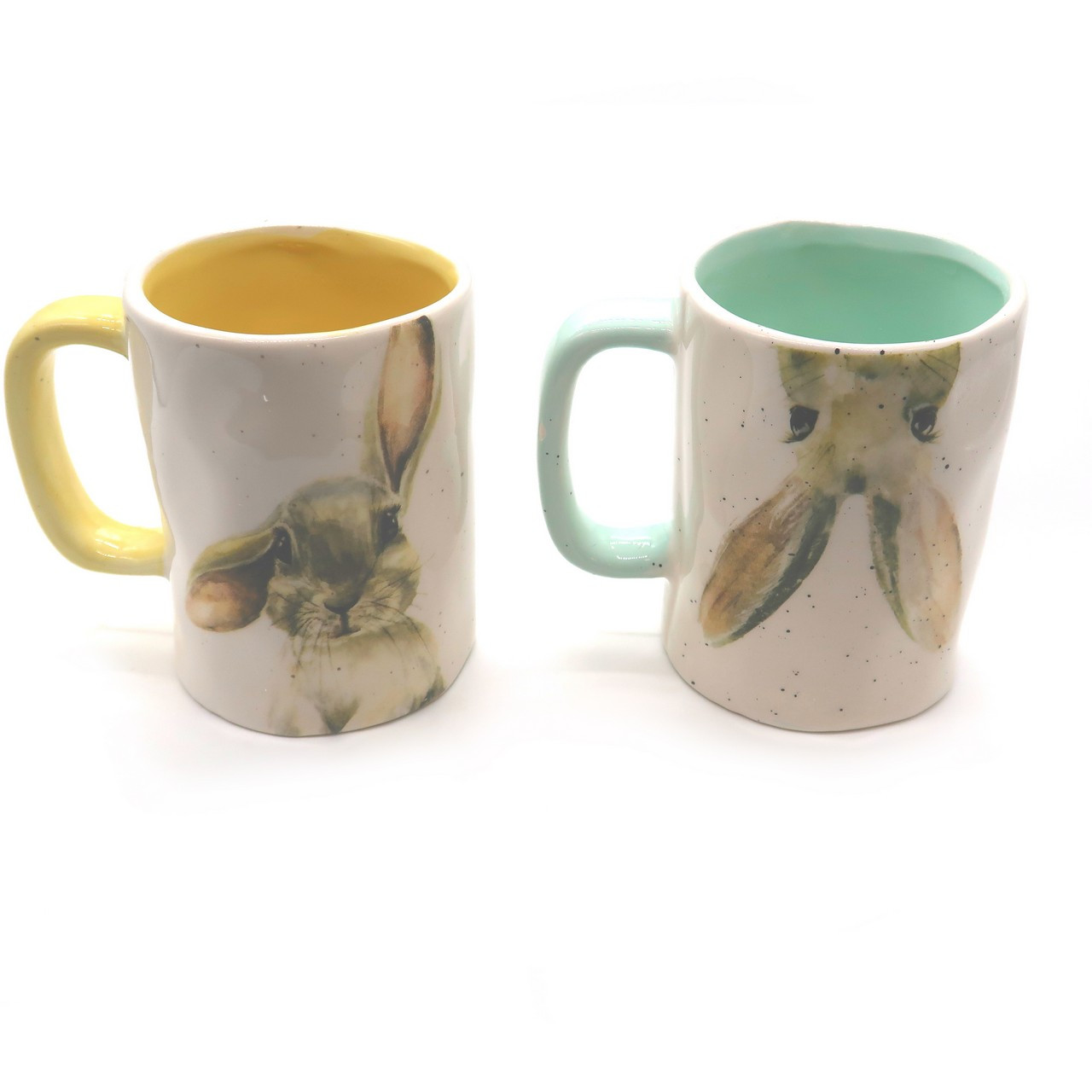 Tabletop Easter Bunny Mug White Rabbit Spring Flowers Ganz - Drinkware