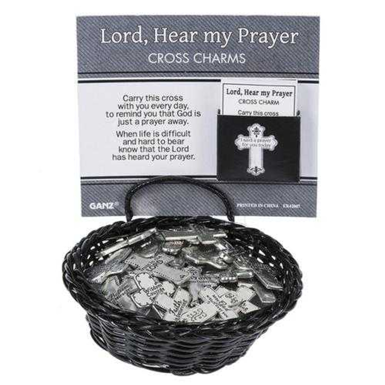 Wholesale Blessings Pocket Crosses Charms in a Basket (48 pc. ppk