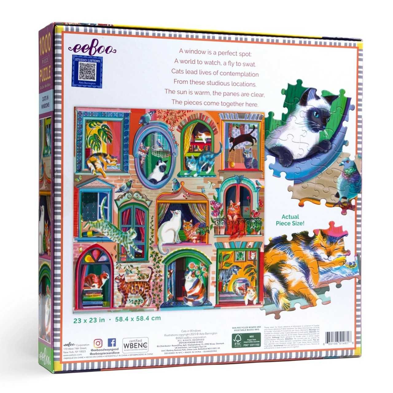Eeboo 1000 Piece Puzzle - Cats in the Window